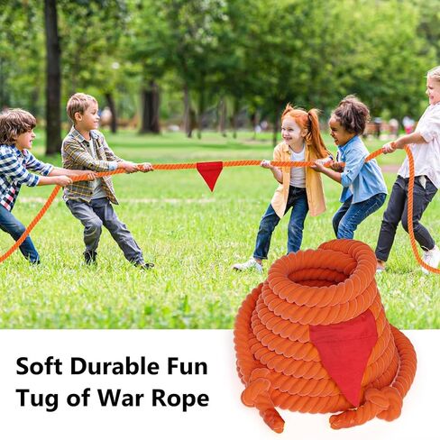 X XBEN Tug of War Rope with Flag for Kids, Teens and Adults, Soft Cotton Rope Games for Team Building Activities, Family Reunion, Birthday Party-20FT in Kuwait