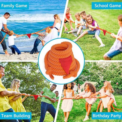 X XBEN Tug of War Rope with Flag for Kids, Teens and Adults, Soft Cotton Rope Games for Team Building Activities, Family Reunion, Birthday Party-20FT in Kuwait