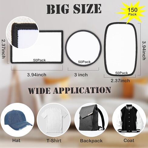60 PCs Sublimation Patches - Iron On Blank Patches for DIY Crafts Hats Caps Backpack Uniforms in Kuwait