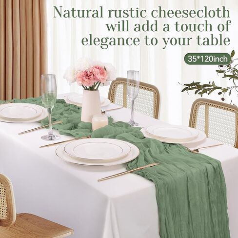 Cheesecloth Table Runner, 10FT Sage Green Gauze Cheese Cloth Table Runner for Safari Baby Shower Sage Green Birthday Decorations Birthday Party Table Centerpiece Decorations in Saudi Arabia