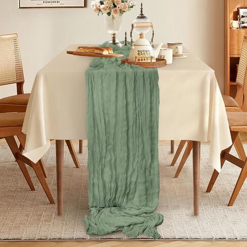 Cheesecloth Table Runner, 10FT Sage Green Gauze Cheese Cloth Table Runner for Safari Baby Shower Sage Green Birthday Decorations Birthday Party Table Centerpiece Decorations in Saudi Arabia