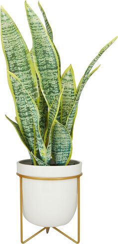 Deco 79 The Novogratz Faux Foliage Snake Artificial Plant with Realistic Leaves and White Porcelain Pot and Gold Stand, 14" x 13" x 25", Green in Saudi Arabia