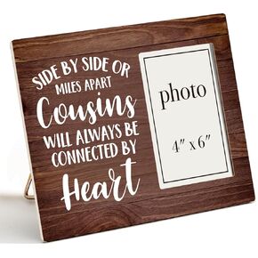 Nurawo Cousins Gifts for Women Men, Gifts for Cousins Picture Wooden Frame (4x6 Inch Photo)