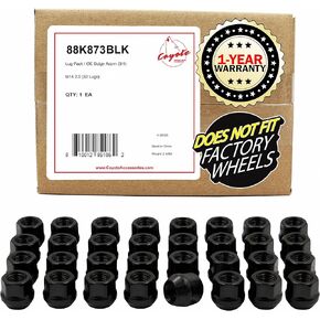 Wheel Accessories Parts 32 Pcs M14 x 2 14 x 2 Thread Open End Bulge Acorn 21mm 0.84" Long Lug Nuts Black Chrome 3/4" 19mm Hex Fits Ford 2000-02 Excursion 1999-2003 F250 F350