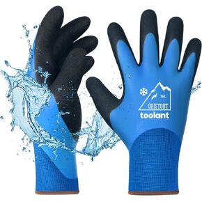 Waterproof Winter Work Gloves for Men and Women, Freezer Gloves for Working in Freezer, Thermal Insulated Fishing Gloves, Super Grip, Blue, Large