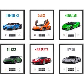 Super Car Posters for Boys Room, Canvas Car Wall Art Prints, Sports Car Poster for Men, Racing Car Room Decor for Teen Boys Bedroom, Cool Supercar Pictures for Aesthetic Decor (8x10 UNFRAMED) in Saudi Arabia