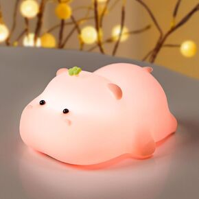 Pig Night Light For Kids,Silicone Piggy Cute Lamp, Dimmable Light Up Piggy, Rechargeable Piggy Night Lamp,Nursery Nightlight, Kids Night Light,Bedside Lamp For Breastfeeding, Kawaii Room Decor.