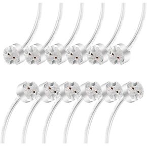 Ceramic Bi-Pin Socket Adapter, Compatible with G4 GU5.3 G6.35 GY6.35 GX5.3 GZ4, MR16, MR11, and MR8 Light Bulbs - Pack of 12, 3.9" Cable