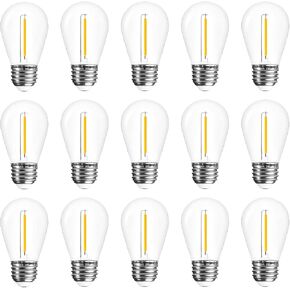 Jslinter S14 LED Bulbs, 25-Pack, 1W Energy-Efficient Outdoor String Lights, 2700K Warm White, Durable & Waterproof, E26 Base, Edison Vintage Ambiance, Ideal for Patio, Garden, and Party Lighting