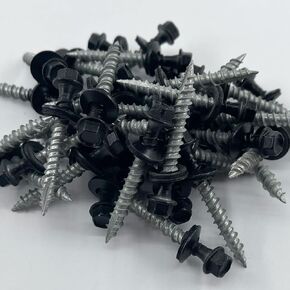 Metal Roofing Screws - #10 x 1.5" – Self Tapping Hex Head - EPDM Rubber Washer-for Metal to Wood, Corrugated, Siding, Sheds, Pancake Screw - ¼" Hex Drive Easy Installation - Black - Screws (100)