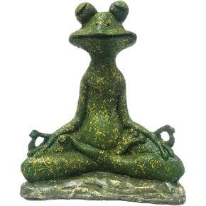 تمثال الضفدع التأملي بلمسة نهائية من الطحلب الأخضر | تمثال بوذا زين يوجا الضفدع للأماكن الداخلية وحديقة زين للديكور. in Kuwait
