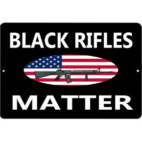 Rogue River Tactical Funny Pro 2nd Gun Metal Tin Sign Wall Decor Man Cave Bar Black Rifles Matter
