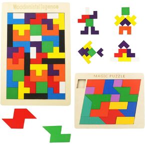 Ronnorr Toddler Puzzles Wooden Toys, 6 Pack Shape Sorting Puzzle Sensory Toys 1 2 3 Year Old Toddlers Activities Preschool Learning Early Educational Travel Puzzle