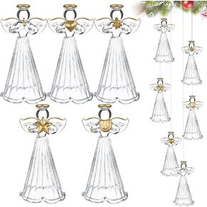 48 Pcs Christmas Glass Angel Ornaments Christmas Spun Angels Glass Tree Ornaments Clear Mini Hanging Angel Ornaments Christmas Clear Hanging Angels Ornament for Christmas Season Holiday Decor