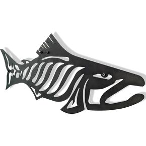 Madrona Brands Salmon Metal Fish Wall Decor | Hanging Home Coastal, Ocean, Nautical Art | 20" x 8"
