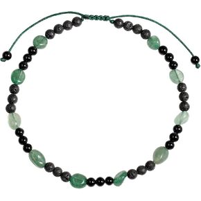 Jewever Black Agate/Lava Rock Anklet Tumbled Chips Healing Crystals and Gemstones Essential Oil Diffuser Ankle Bracelets for Women Adjustable (8.5-10 Inches)