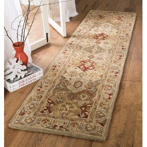 SAFAVIEH Anatolia Collection Runner Rug - 2'3" x 8', Beige & Multi, Handmade Traditional Oriental Wool, Ideal for High Traffic Areas in Living Room, Bedroom (AN530A)