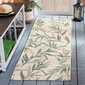 SAFAVIEH Courtyard Collection 8' x 11' Beige/Anthracite CY7425 Indoor/ Outdoor Waterproof Easy-Cleaning Patio Backyard Mudroom Area-Rug