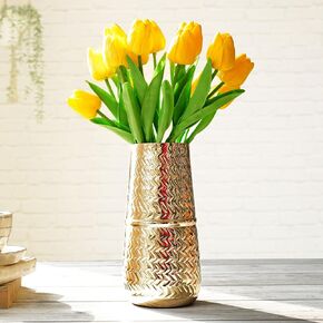 Metal Arrow Engrave Vase for Home Decor Decoratives for Indoor Outdoor Living Room Office Decor Balcony | Best Gift for Birthday Anniversary Festival |Golden 1 Large Pcs (Flower not Included)