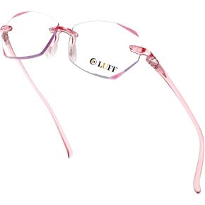 LUFF Rimless Reading Glasses for Women Blue Light Blocking,Stylish Lightweight Frameless Computer Readers Anti Eyestrain