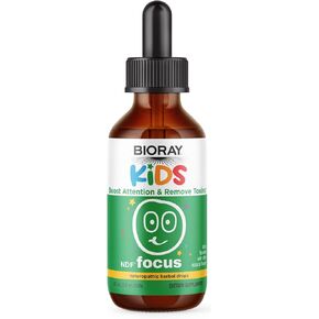 BIORAY Kids NDF Focus، الحمضيات - 2 أونصة سائلة - يدعم الوظيفة الإدراكية، ويعزز الوضوح ويعزز مستويات الطاقة الثابتة - غير معدل وراثيًا، نباتي، خالي من الغلوتين - كمية تكفي لمدة 1-2 شهر