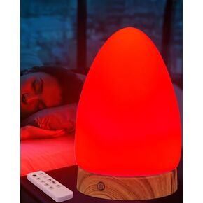 Red Light Night Light Lamp for Sleep, Red Nightlight Desk Lamp with 670nm Wavelength Multi-Color and Brightness Options Remote Control USB Charging Elegant Design