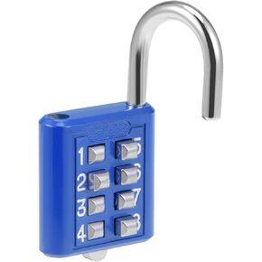 8 Digit Combination Padlock - Zinc Alloy Indoor Outdoor Padlock, Push Button Lock, Apply to Gym Gate Sports Locker (5mm, Blue)