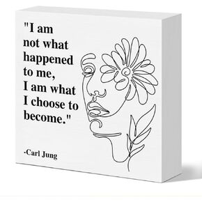 Therapy Office Desk Decor Wooden Box Sign, Mental Health Decor for Home School Counseling Decoration Mental Health Gift for Counselor Psychologist Therapist, I Am What I Choose to Become