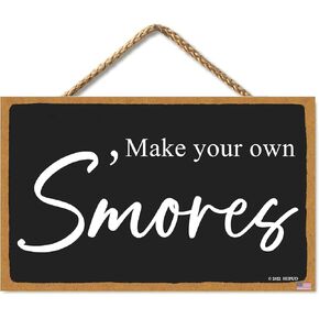 Outdoor Party Decorations Smores Bar Sign Supplies for Wedding 11 X 6 Inch Black (CA7US-032)