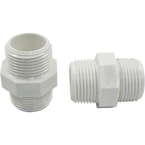 Murtenze Pipe Fitting, G3/4 Male Thread Hex Nipple - Versatile Hose Connector for Water Tanks - PVC Plastic - White Finish - Pack of 2