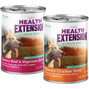 Health Extension Wet Dog Food Canned, Gluten & Grain-Free, Natural Food for All Puppies & Dogs with Added Vitamins & Mineral, Tasty Turkey Stew Recipe (12.5 Oz / 374 g) (Pack of 12)