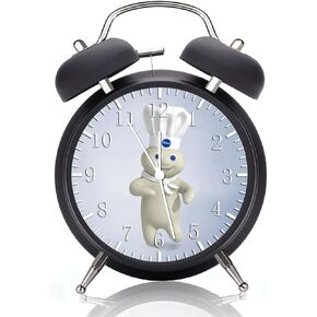 ساعة منبه Pillsbury Doughboy جرس مزدوج مع ضوء ليلي، صامت تمامًا غير موقوت، وجه زجاجي 4 بوصات - ديكور رائع للمنزل أو المكتب - أفضل أفكار الهدايا لعيد الميلاد أو العطلات W416 in Kuwait