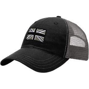 Custom Trucker Hat Richardson British Flag Black White Embroidery City Cotton