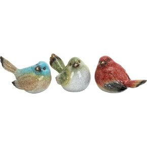 Deco 79 Polystone Bird Decorative Sculpture Home Decor Statues, Set of 3 Accent Figurines 7"W, 6"H, Multi Colored
