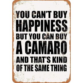 CN-Tin Sign You Can't Buy Happiness But You Can Buy A Camaro, Metal Wall Signs Tin Plaques 8 X 12 Or 12 X 16 Inch Bar Kitchen Home Man Cave Bedroom Lounge Dining Room Kitchen Coffee Bar Gifts