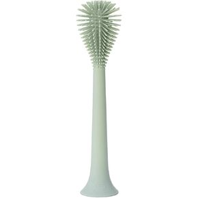 ezpz Bottle Brush (Gray) - Silicone Bottle Cleaning Tool with Long Sturdy Handle, Flexible Top for Tight Spaces - Gently Cleans Cups, Glasses, Bottles and Accessories - Suction Base, BPA-Free