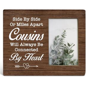 TSUYAWU Cousins Gifts for Women Men, Birthday Gifts for Cousins, Rustic Cousins Wood Picture Frame 8 x 10 Inch Tabletop and Wall Mounting (Display Photo 4 x 6 Inch)