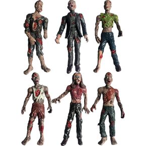 PowerTRC Toy Zombie Action Figures with Movable and Detachable Joints | Mini Zombie Figurines | Great for Presents, Decoration, and Party Favors | Pack of 6, 4 Inches Tall Zombies