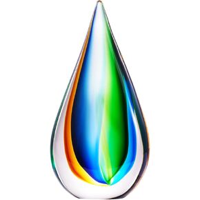 Luxury Lane Hand Blown Teardrop Sommerso Art Glass Sculpture for Home Decor 10 inch tall Centerpiece Table Decoration