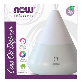 NOW Essential Oils, Ultrasonic Aromatherapy Oil Diffuser, Extremely Quiet, Heat Free and Easy to Clean, Color Changing LED Diffuser
