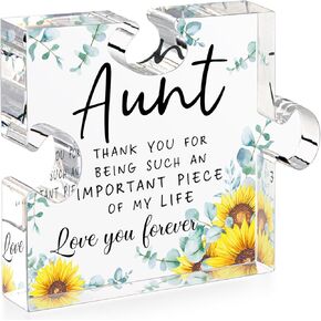 Aunt Gifts - Aunt Mother's Day, Christmas Gifts from Niece, Nephew, Unique Present for Auntie Birthday, Best Aunt Ever Plaque Valentines Day Gifts for Aunty Desk Table Acrylic Puzzle