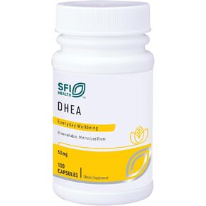 SFI Health DHEA 50mg - Dehydroepiandrosterone Derived from Wild Yam - Micronized for Superior Absorption - Soy-Free, Hypoallergenic Supplement for Men & Women (100 Capsules)