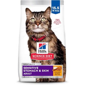 Hill's Pet Nutrition Science Diet Adult Sensitive Stomach & Skin Pollock Meal & Barley Recipe Dry Cat Food, 6 lb. Bag