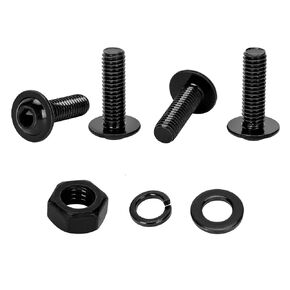 25sets M6-1.0 x 12mm Flanged Button Head Socket Cap Screws Bolts, Nuts, Flat & Lock Washers,Fully Threaded,Stainless Steel 18-8 (304), Black Oxide Finish (M6x12mm)