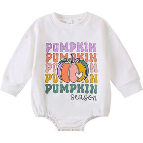 Kuriozud Newborn Baby Boy Girl Bubble Romper Funny Letter Long Sleeve Oversized Sweater Tops Fall Winter Clothes