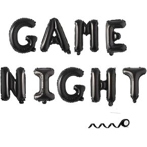 Game Night Balloon Banner,Party Backdrop Photography for Game On Birthday Party Decor Sleepover Slumber Prom Gaming Party Cake Table Decor,Black