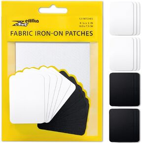 ZEFFFKA Premium Quality Fabric Iron-on Patches Inside & Outside Strongest Glue 100% Cotton Red Green Blue Brown Repair Decorating Kit 12 Pieces Size 3" by 4-1/4" (7.5 cm x 10.5 cm)