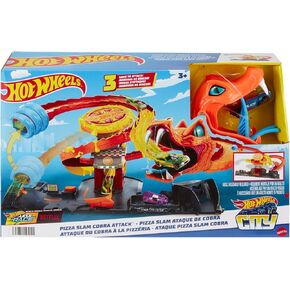 Hot Wheels City Toy Car Track Set, Pizza Slam Cobra Attack, Snake Tail Spiral Track with Randomizer, 1 Vehicle in 1:64 Scale in Kuwait