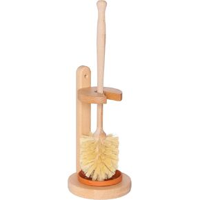 Redecker Oiled Beechwood Toilet Brush Stand with Tampico Fiber Toilet Brush, 9-7/8 inches, Durable Natural Bristles are Heat-Resistant and Retain Shape, Made in Germany