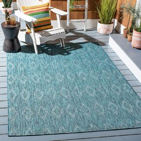 SAFAVIEH Courtyard Collection 6'7" x 9'6" Turquoise/Blue CY8522 Indoor/ Outside Waterproof Easy cleansingPatio Backyard Mudroom Area Mat